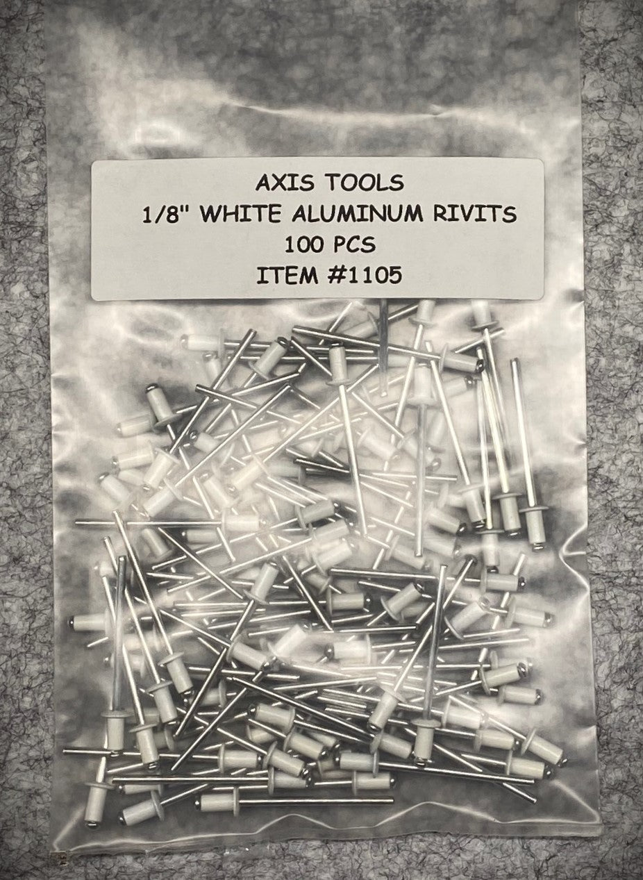 1/8" white painted rivets 100 cnt (item #1105)